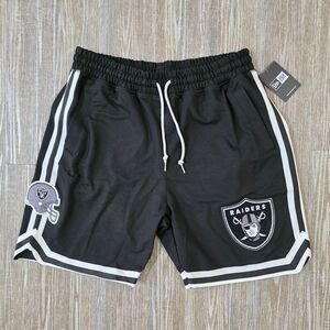 Las Vegas Raiders New Era NFL Shorts Chenille Embrodery Logos Black White XL LE